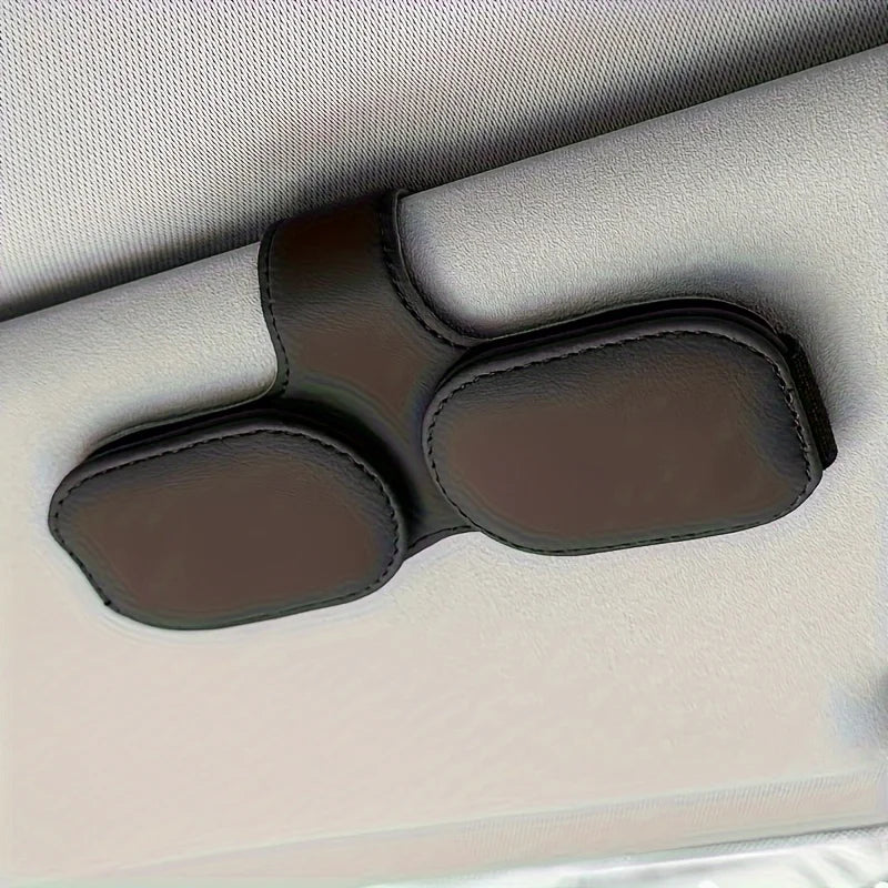 Magnetic Multifunctional Glasses Clip for Sun Visor Leather Eyeglass Holder with Magnet Closure, Vehicle Accessory Storage Clamp