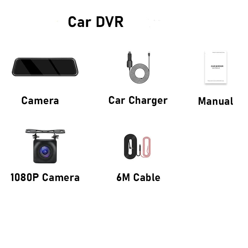 Zimtop H18 10" Dual Lens Dash Cam 1080P Rearview Mirror Camera