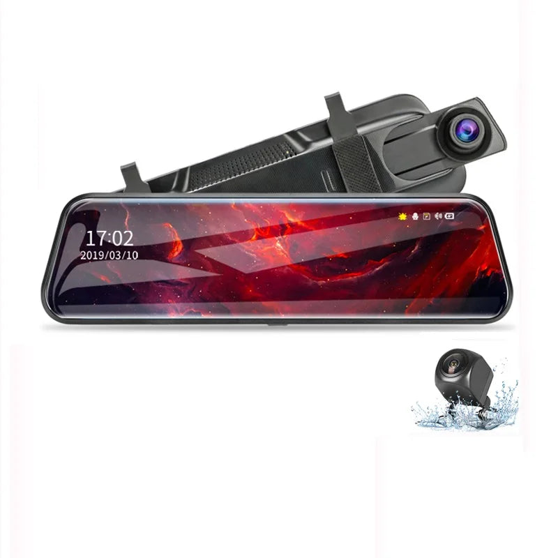 Zimtop H18 10" Dual Lens Dash Cam 1080P Rearview Mirror Camera