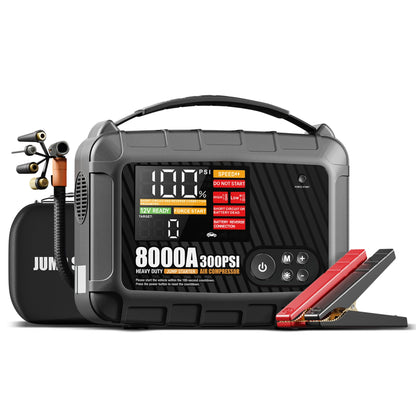 8000A Car Jump Starter with Air Compressor, 12V Portable Power Bank