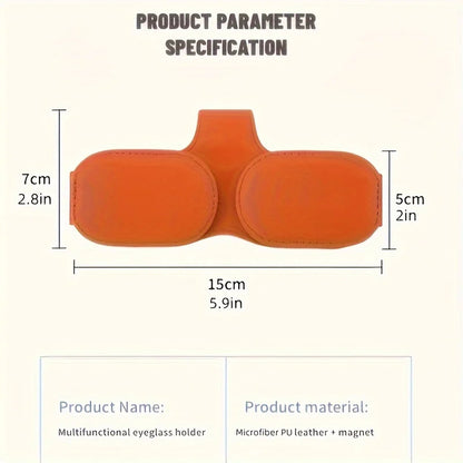 Magnetic Multifunctional Glasses Clip for Sun Visor Leather Eyeglass Holder with Magnet Closure, Vehicle Accessory Storage Clamp