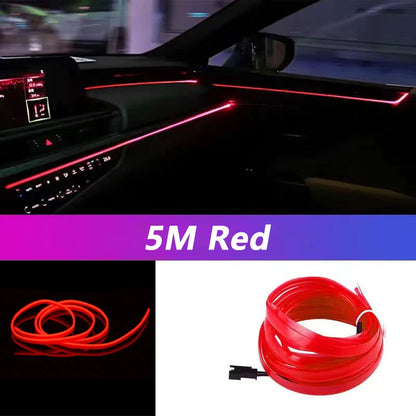 5M LED Car Interior Light Strip – USB RGB Ambient Neon Lighting