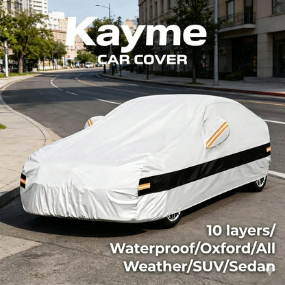 10-Layer Waterproof Car Cover – All-Weather UV, Snow & Rain Protection