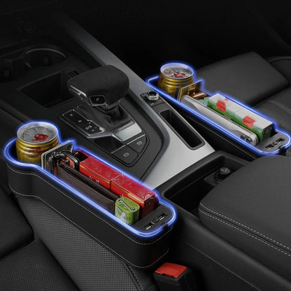 RGB Car Seat Gap Organizer with Fast Charging & 7-Color LED Lights