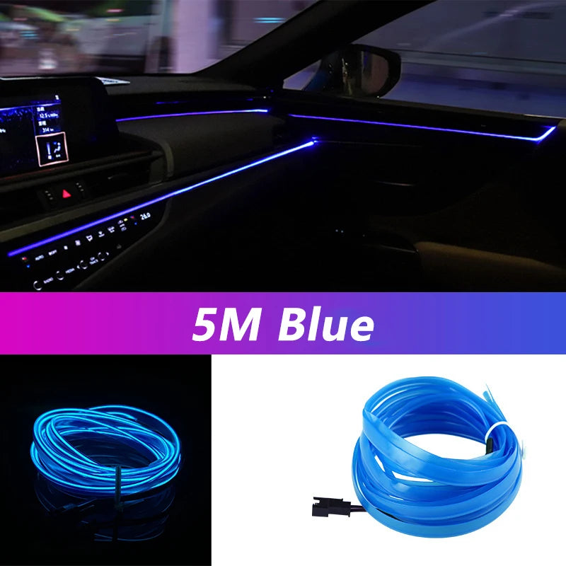 5M LED Car Interior Light Strip – USB RGB Ambient Neon Lighting