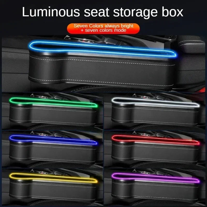 RGB Car Seat Gap Organizer with Fast Charging & 7-Color LED Lights