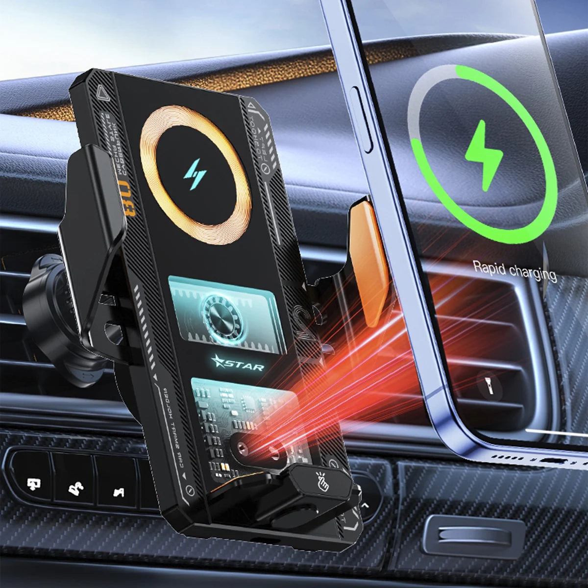 Magnetic Car Charger Mount - Effortless Wireless Charging for Your On-the-Go Lifestyle