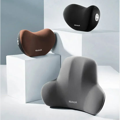 Memory Foam Car Neck Pillow & Lumbar Support Cushion – Headrest Backrest