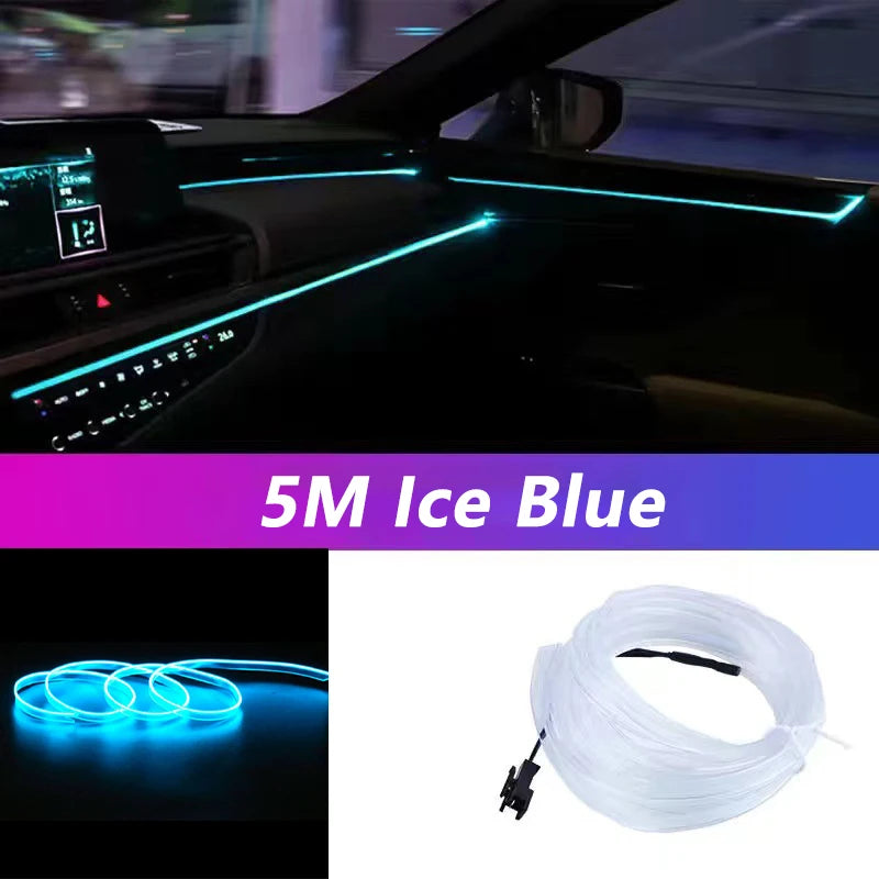 5M LED Car Interior Light Strip – USB RGB Ambient Neon Lighting