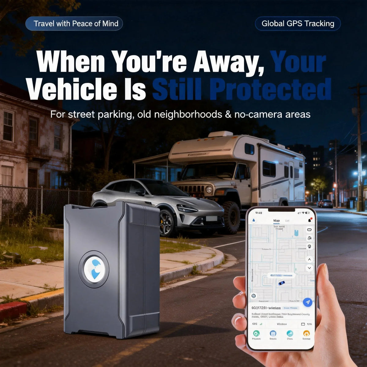 Portable GPS Vehicle Tracker with 6000mAh Battery & Magnetic Mount