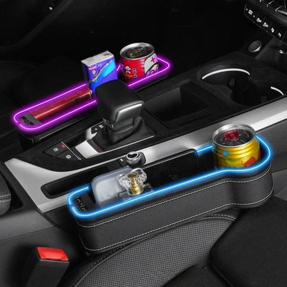 RGB Car Seat Gap Organizer with Fast Charging & 7-Color LED Lights
