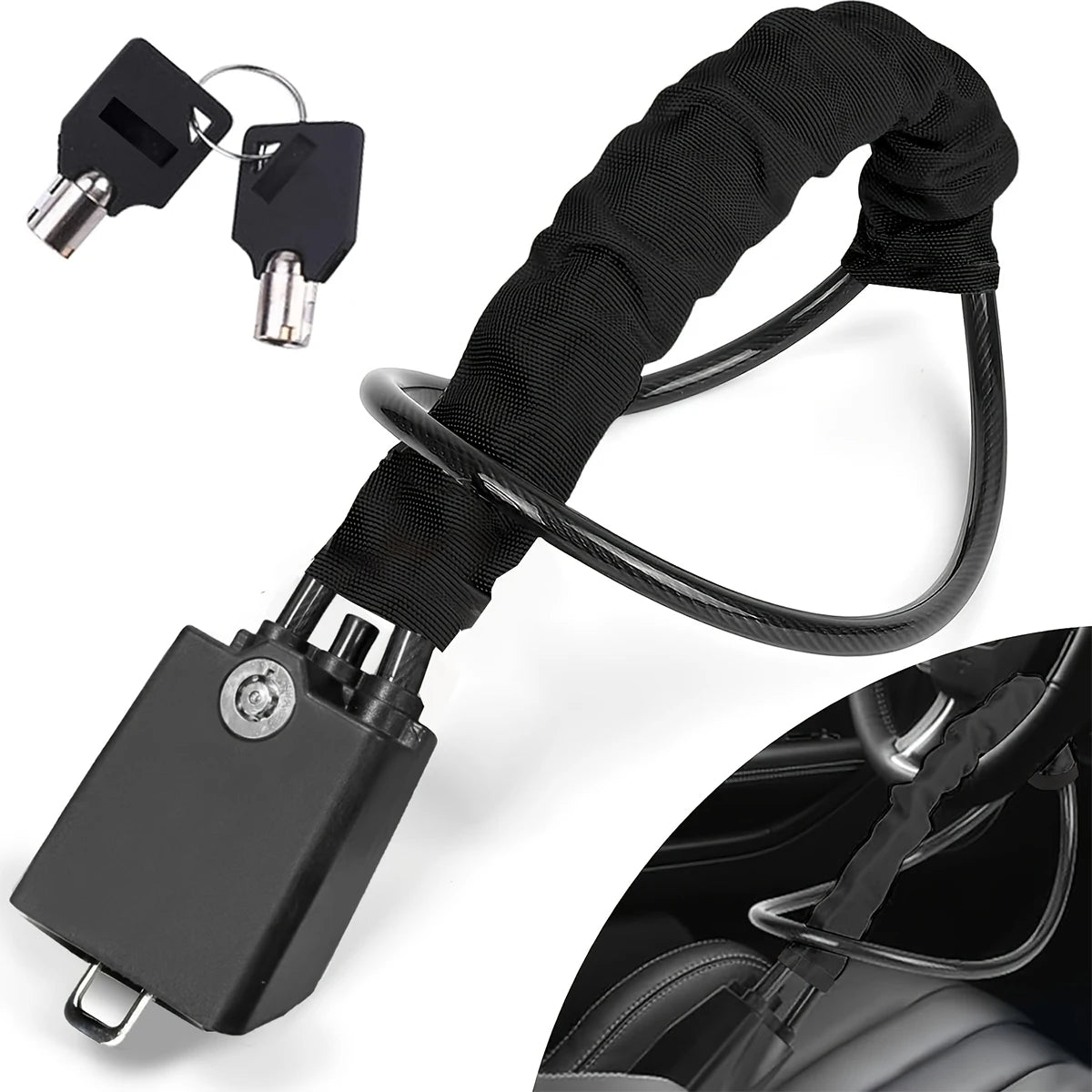 Heavy-Duty Car Steering Wheel Anti-Theft Lock – High-Visibility Security