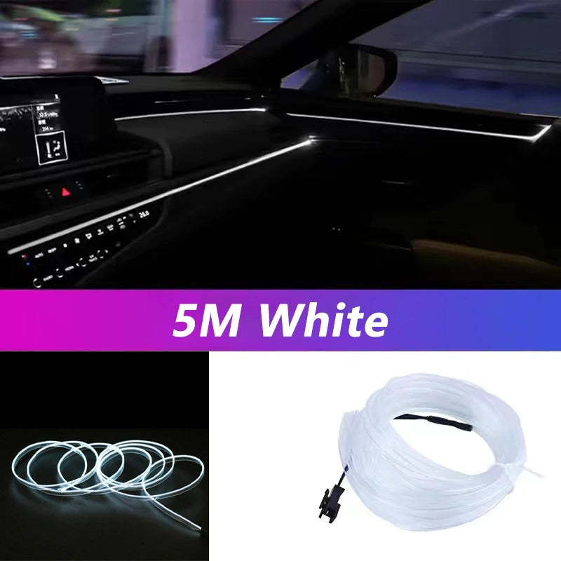 5M LED Car Interior Light Strip – USB RGB Ambient Neon Lighting