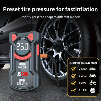 5-in-1 Car Jump Starter 5000A with Air Compressor & Power Bank