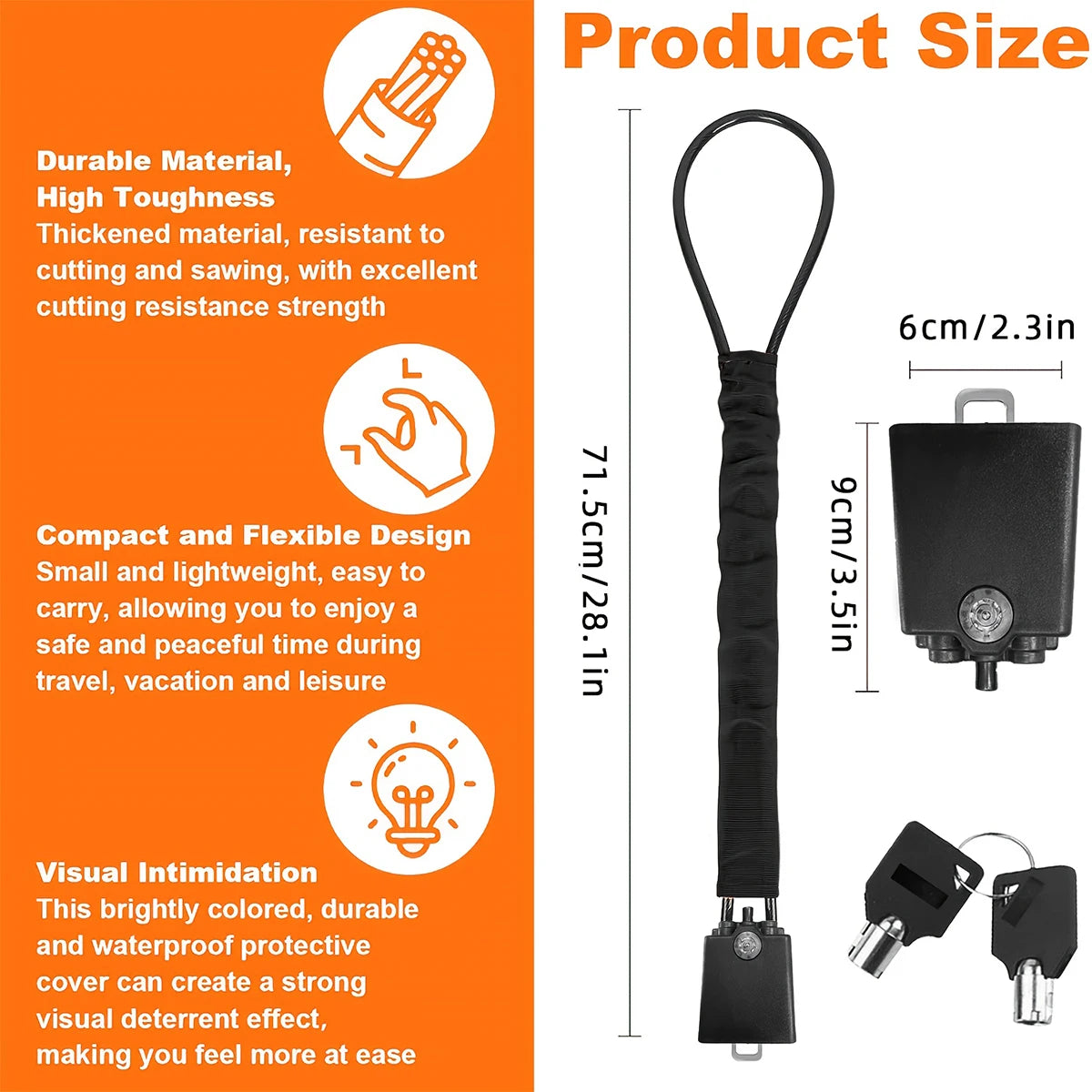 Heavy-Duty Car Steering Wheel Anti-Theft Lock – High-Visibility Security