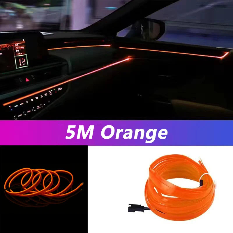 5M LED Car Interior Light Strip – USB RGB Ambient Neon Lighting