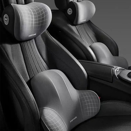 Memory Foam Car Neck Pillow & Lumbar Support Cushion – Headrest Backrest