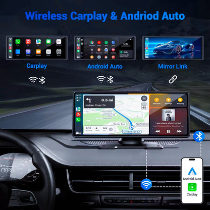Pionray 10.26" Portable Car Stereo Wireless CarPlay & Android Auto