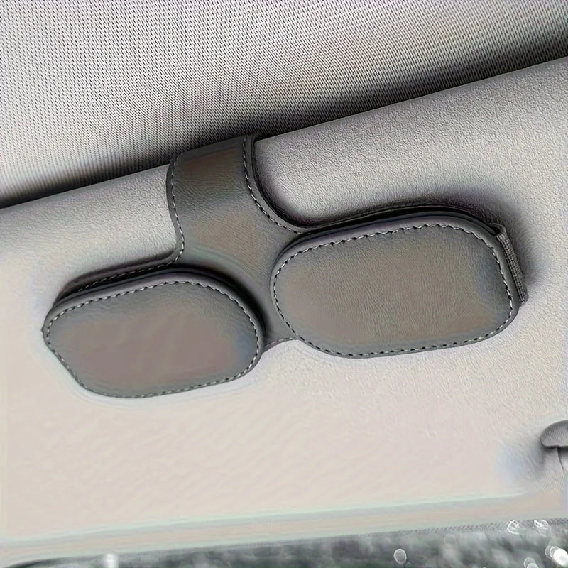 Magnetic Multifunctional Glasses Clip for Sun Visor Leather Eyeglass Holder with Magnet Closure, Vehicle Accessory Storage Clamp