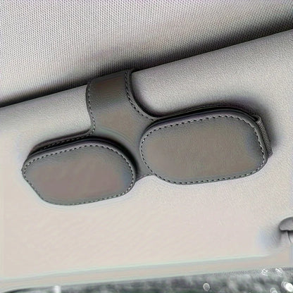 Magnetic Multifunctional Glasses Clip for Sun Visor Leather Eyeglass Holder with Magnet Closure, Vehicle Accessory Storage Clamp