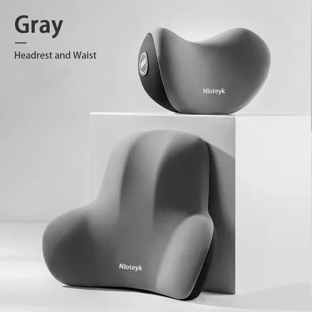 Memory Foam Car Neck Pillow & Lumbar Support Cushion – Headrest Backrest