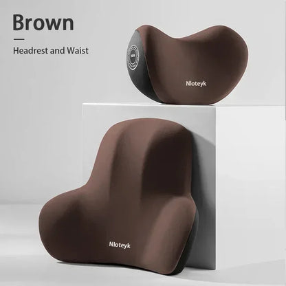 Memory Foam Car Neck Pillow & Lumbar Support Cushion – Headrest Backrest