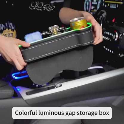 RGB Car Seat Gap Organizer with Fast Charging & 7-Color LED Lights